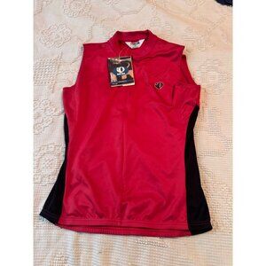 Womens Pearl Izumi Red Sleeveless Cycling Jersey With Back Pockets Black Side  L